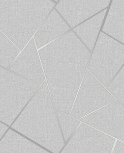Quartz Silver Fractal Wallpaper by Fine Decor