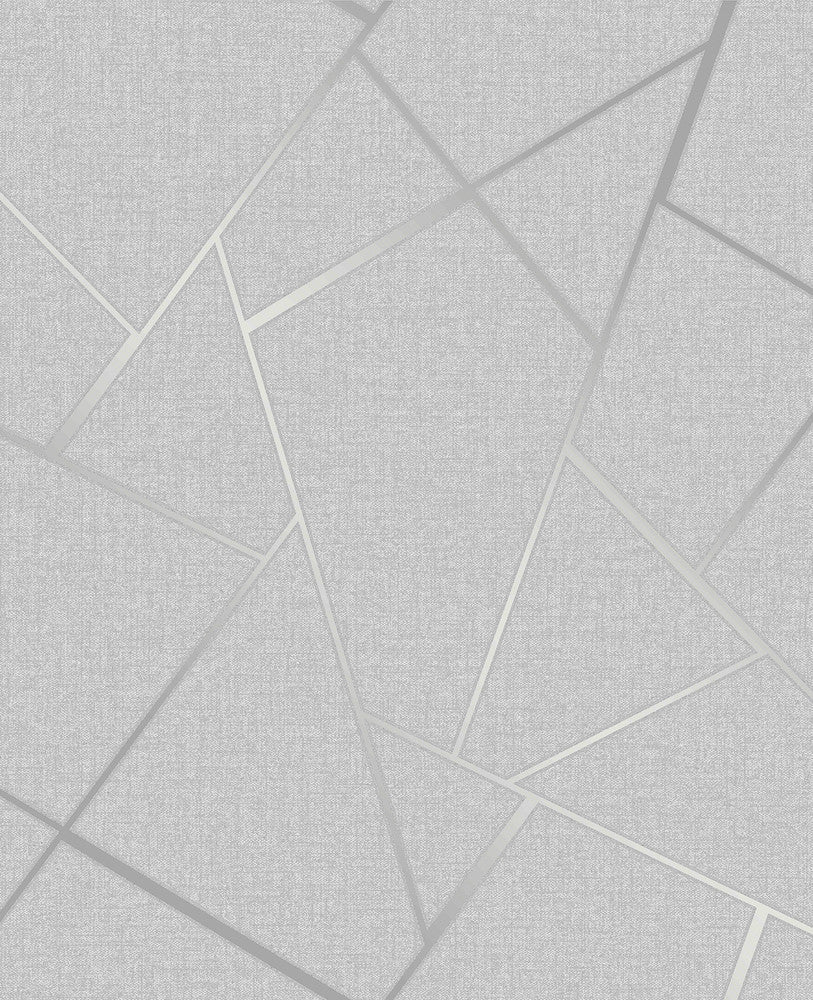 Quartz Silver Fractal Wallpaper by Fine Decor Medley Covers about 56.4 square feet Great Britain Unpasted 25.2-in repeat, drop match 20.5-in by 33-ft long roll - Fabric Carolina -