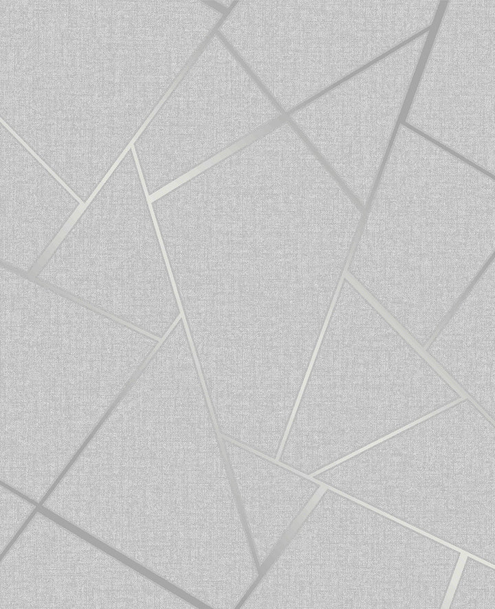 Quartz Silver Fractal Wallpaper by Fine Decor Medley Covers about 56.4 square feet Great Britain Unpasted 25.2-in repeat, drop match 20.5-in by 33-ft long roll - Fabric Carolina -