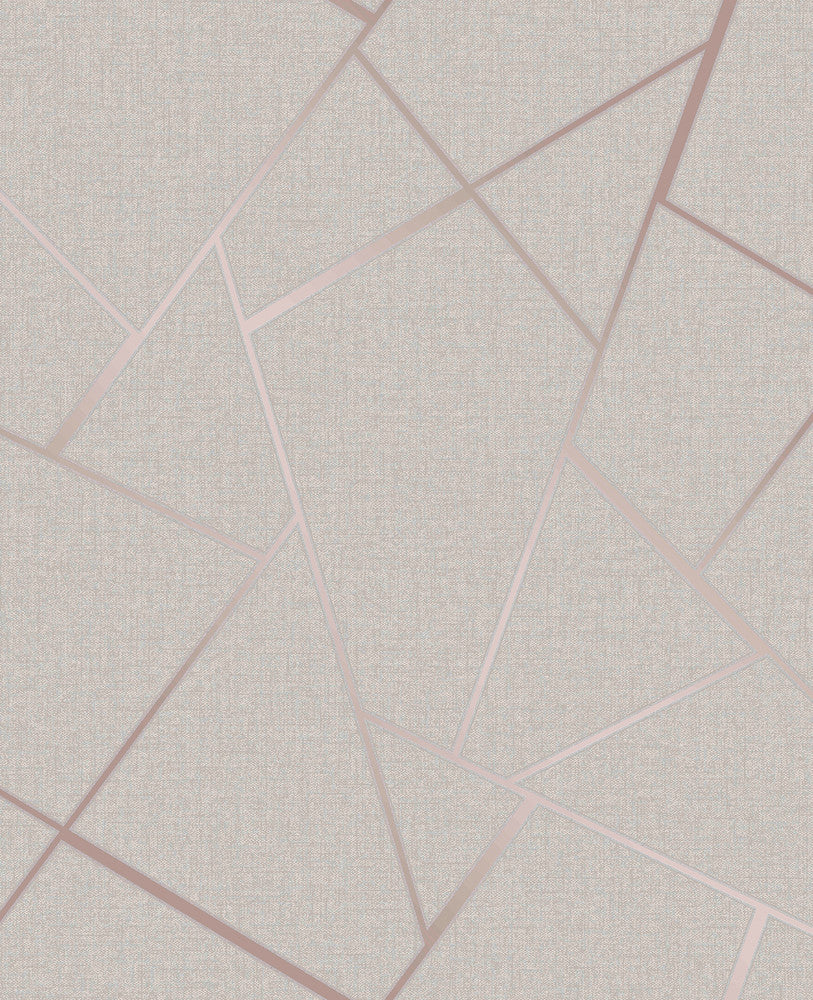 Quartz Rose Gold Fractal Wallpaper by Fine Decor Medley Covers about 56.4 square feet Great Britain Unpasted 25.2-in repeat, drop match 20.5-in by 33-ft long roll - Fabric Carolina -