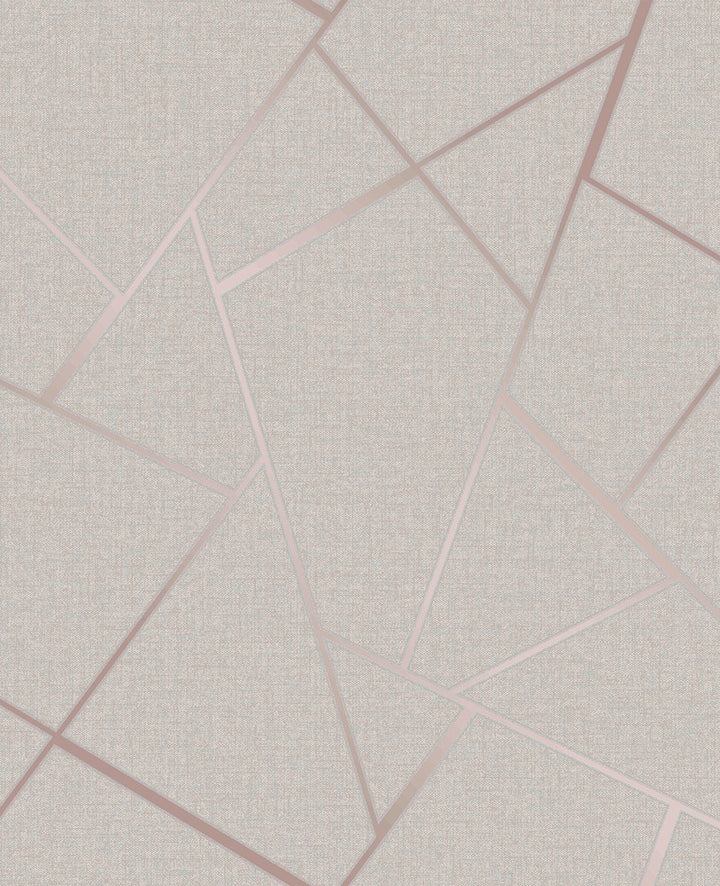 Quartz Rose Gold Fractal Wallpaper by Fine Decor Medley Covers about 56.4 square feet Great Britain Unpasted 25.2-in repeat, drop match 20.5-in by 33-ft long roll - Fabric Carolina -