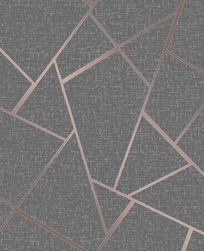 Quartz Copper Fractal Wallpaper by Fine Decor Medley Covers about 56.4 square feet Great Britain Unpasted 25.2-in repeat, drop match 20.5-in by 33-ft long roll - Fabric Carolina -
