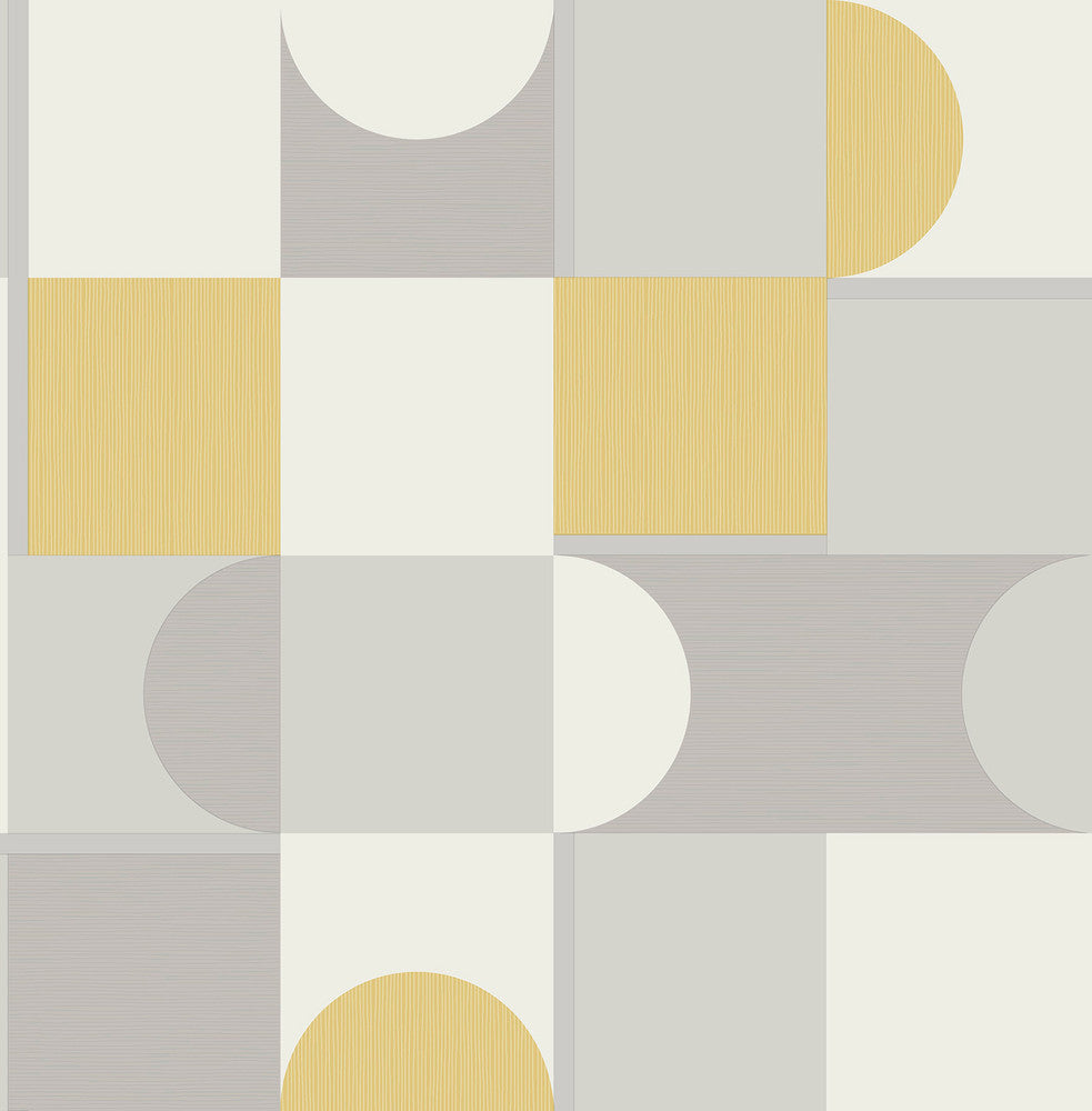 Marino Mustard Geometric Wallpaper by Fine Decor Medley Covers about 56.4 square feet Great Britain Unpasted 20.86-in repeat, drop match 20.5-in by 33-ft long roll - Fabric Carolina -