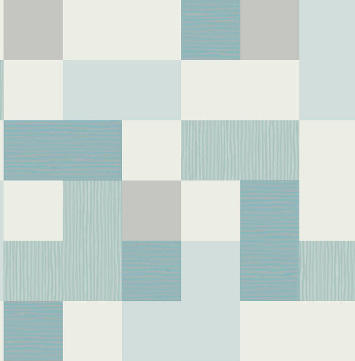 Milano Aqua Geometric Wallpaper by Fine Decor Medley Covers about 56.4 square feet Great Britain Unpasted 20.86-in repeat, drop match 20.5-in by 33-ft long roll - Fabric Carolina -