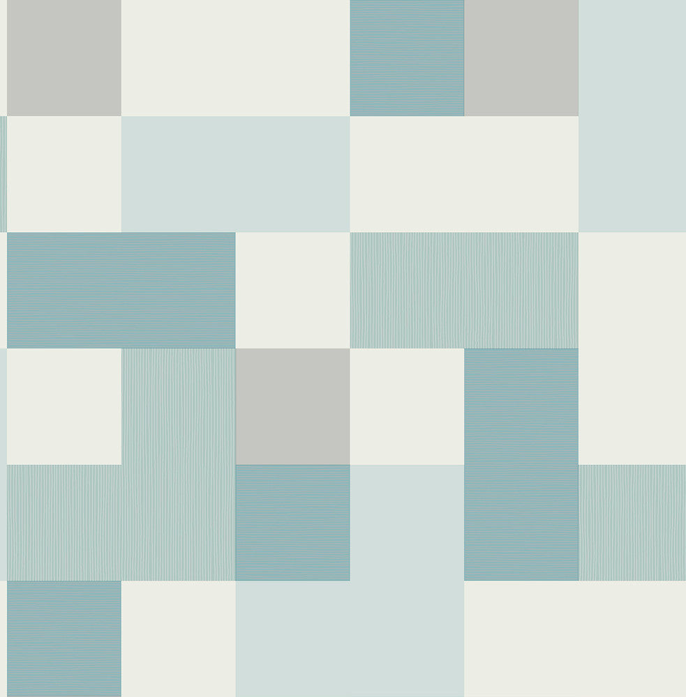 Milano Aqua Geometric Wallpaper by Fine Decor Medley Covers about 56.4 square feet Great Britain Unpasted 20.86-in repeat, drop match 20.5-in by 33-ft long roll - Fabric Carolina -