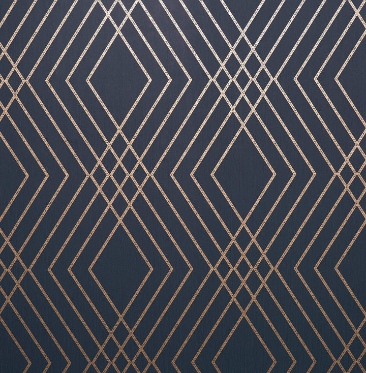 Shard Navy Trellis Wallpaper by Fine Decor Medley Covers about 56.4 square feet Great Britain Unpasted 20.5-in repeat, drop match 20.5-in by 33-ft long roll - Fabric Carolina -