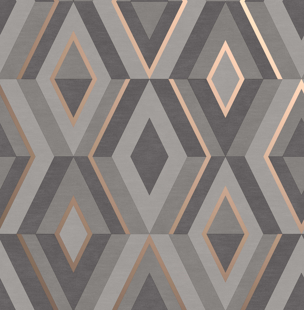Shard Charcoal Geometric Wallpaper by Fine Decor Medley Covers about 56.4 square feet Great Britain Unpasted 20.5-in repeat, straight match 20.5-in by 33-ft long roll - Fabric Carolina -