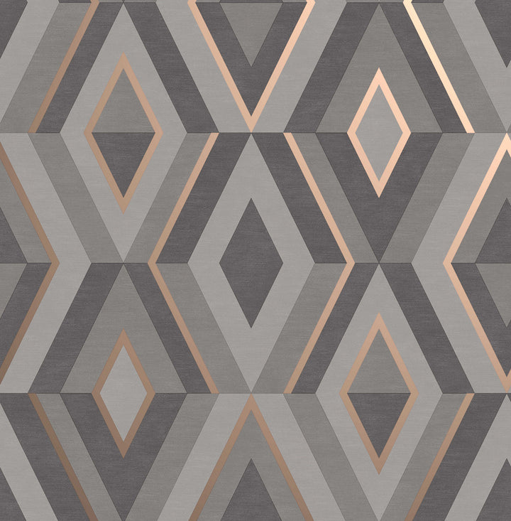 Shard Charcoal Geometric Wallpaper by Fine Decor Medley Covers about 56.4 square feet Great Britain Unpasted 20.5-in repeat, straight match 20.5-in by 33-ft long roll - Fabric Carolina -