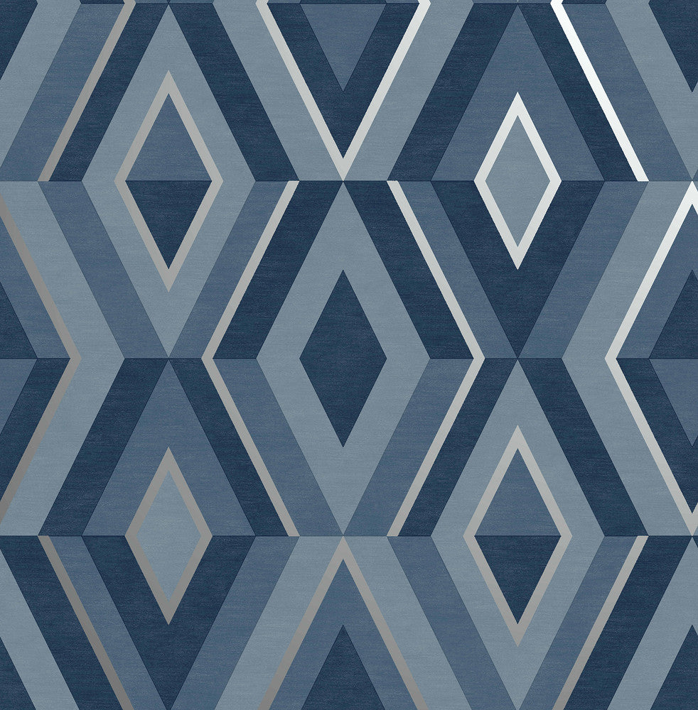 Shard Blue Geometric Wallpaper by Fine Decor Medley Covers about 56.4 square feet Great Britain Unpasted 20.5-in repeat, straight match 20.5-in by 33-ft long roll - Fabric Carolina -