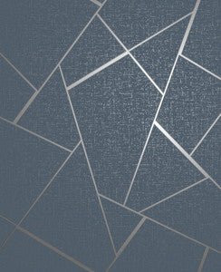 Quartz Navy Fractal Wallpaper by Fine Decor