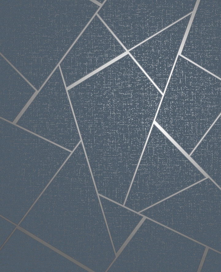 Quartz Navy Fractal Wallpaper by Fine Decor Medley Covers about 56.4 square feet Great Britain Unpasted 25.2-in repeat, drop match 20.5-in by 33-ft long roll - Fabric Carolina -