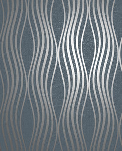 Valor Navy Wave Wallpaper by Fine Decor