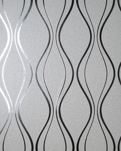 Odie Silver Contour Wave Wallpaper by Fine Decor