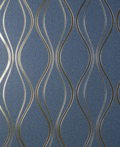 Odie Blue Contour Wave Wallpaper by Fine Decor