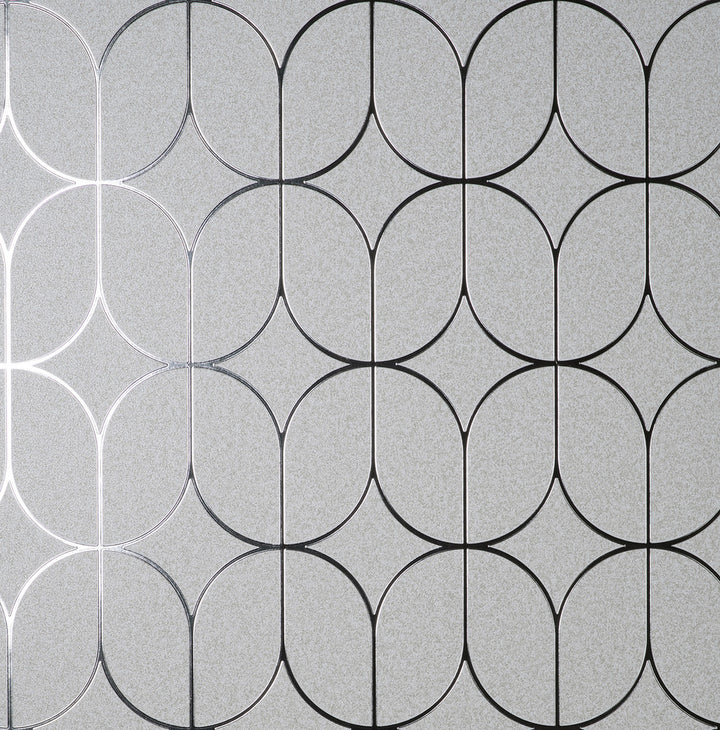 Raye Silver Rosco Trellis Wallpaper by Fine Decor Medley Covers about 57.5 square feet China Unpasted 20.9-in repeat, straight match 20.9-in by 33-ft long roll - Fabric Carolina -