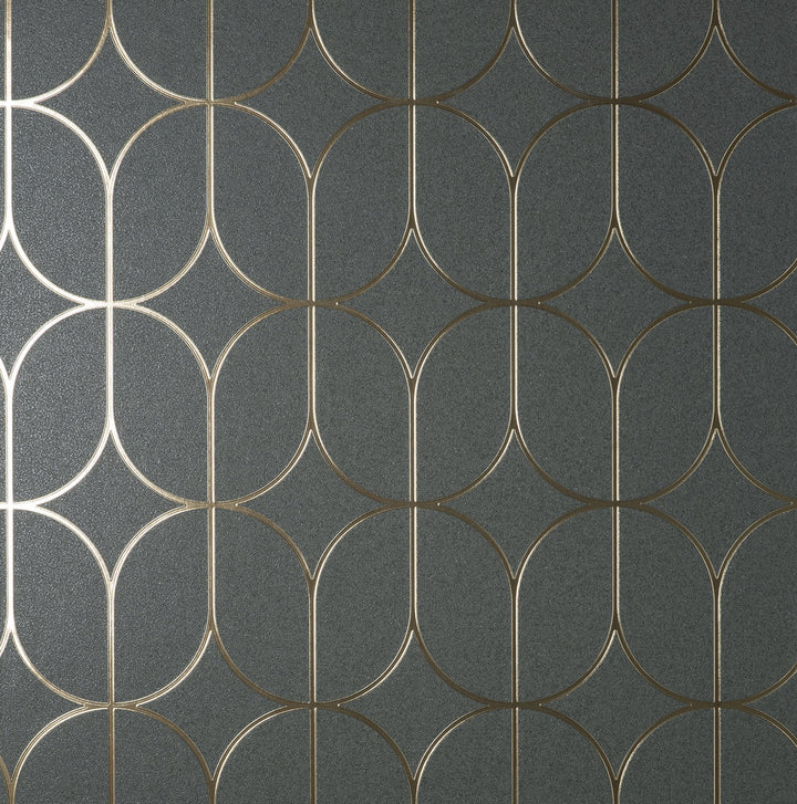 Raye Charcoal Rosco Trellis Wallpaper by Fine Decor Medley Covers about 57.5 square feet China Unpasted 20.9-in repeat, straight match 20.9-in by 33-ft long roll - Fabric Carolina -