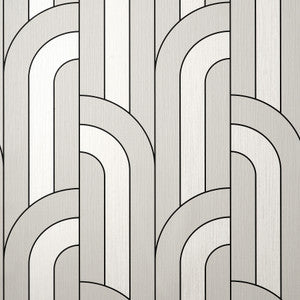 Ezra Platinum Arch Wallpaper by Fine Decor