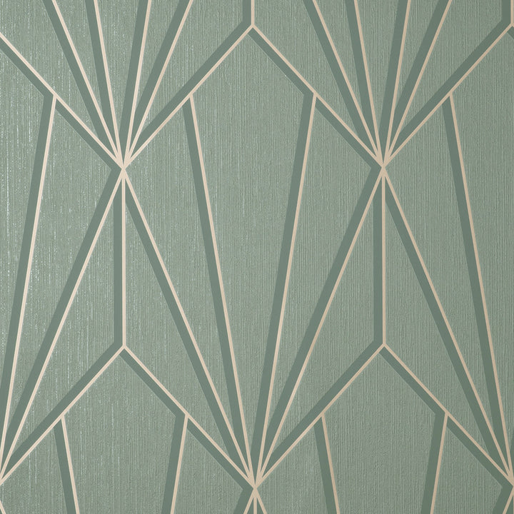 Silas Sage Geo Wallpaper by Fine Decor Medley Covers about 56.4 square feet Great Britain Unpasted 25.2-in repeat, straight match 20.5-in by 33-ft long roll - Fabric Carolina -
