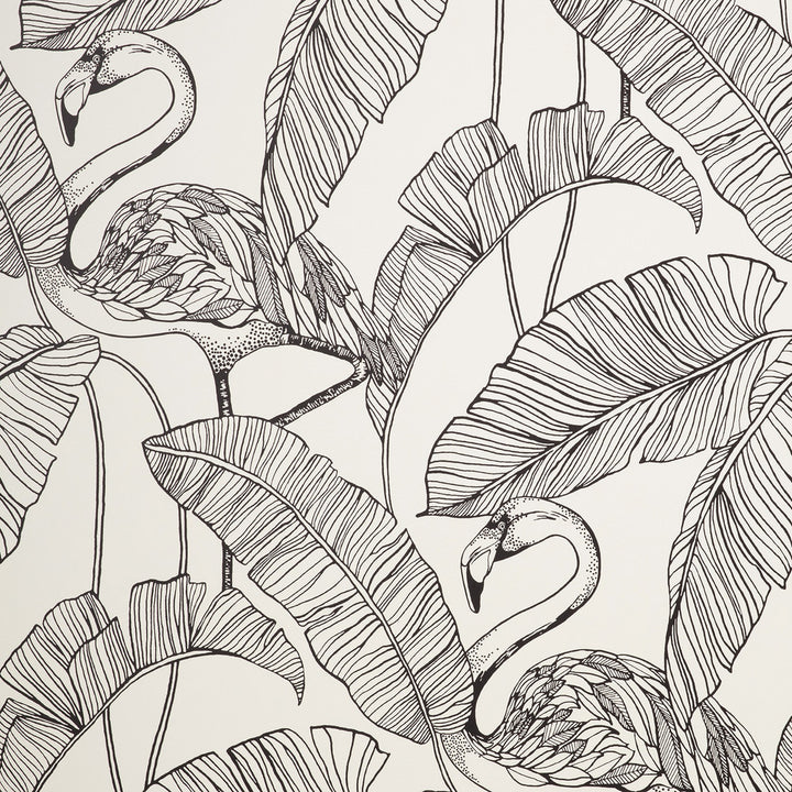 Mulholland White Flamingo Wallpaper by Fine Decor Medley Covers about 56.4 square feet Great Britain Unpasted 20.86-in repeat, straight match 20.5-in by 33-ft long roll - Fabric Carolina -