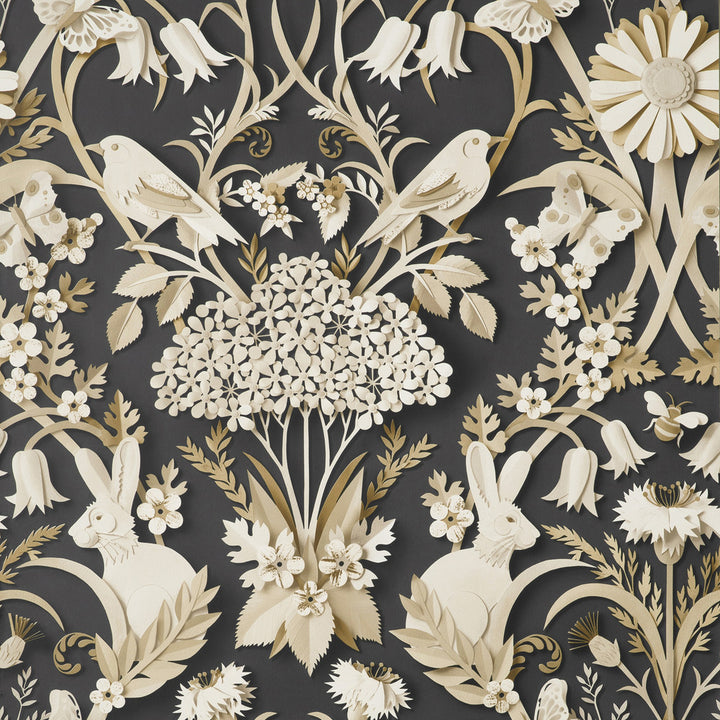 Fae Charcoal Woodland Wallpaper by Fine Decor Medley Covers about 56.4 square feet Great Britain Unpasted 20.86-in repeat, straight match 20.5-in by 33-ft long roll - Fabric Carolina -