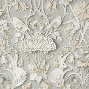 Fae Light Grey Woodland Wallpaper by Fine Decor