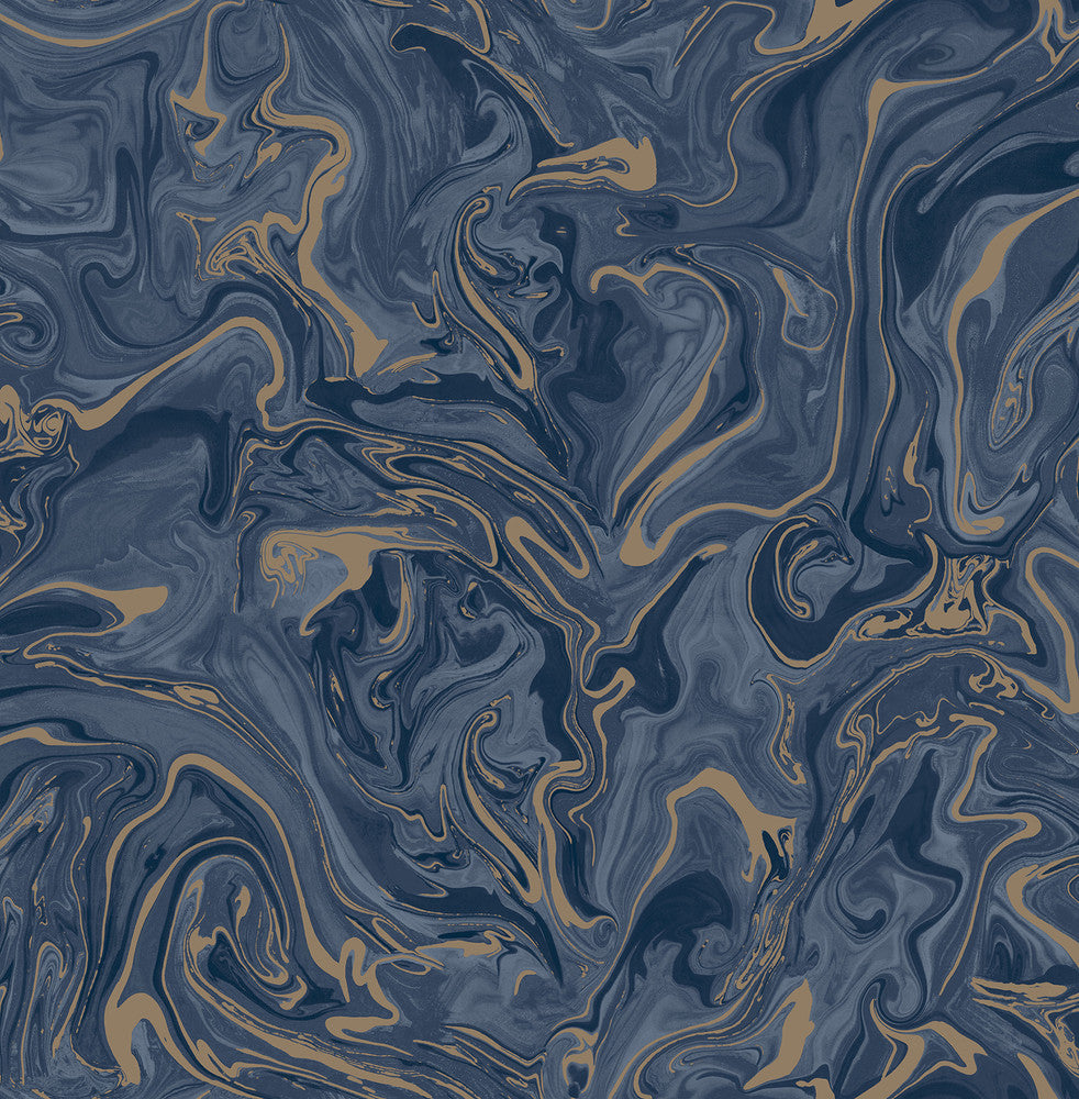 Suave Navy Marble Wallpaper by Fine Decor Medley Covers about 56.4 square feet Great Britain Unpasted 20.9-in repeat, drop match 20.5-in by 33-ft long roll - Fabric Carolina -