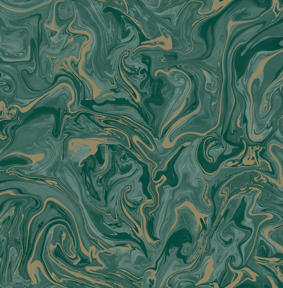 Suave Dark Green Marble Wallpaper by Fine Decor Medley Covers about 56.4 square feet Great Britain Unpasted 20.9-in repeat, drop match 20.5-in by 33-ft long roll - Fabric Carolina -
