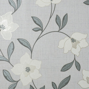 Larson White Floral Wallpaper by Fine Decor