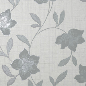 Larson Grey Floral Wallpaper by Fine Decor