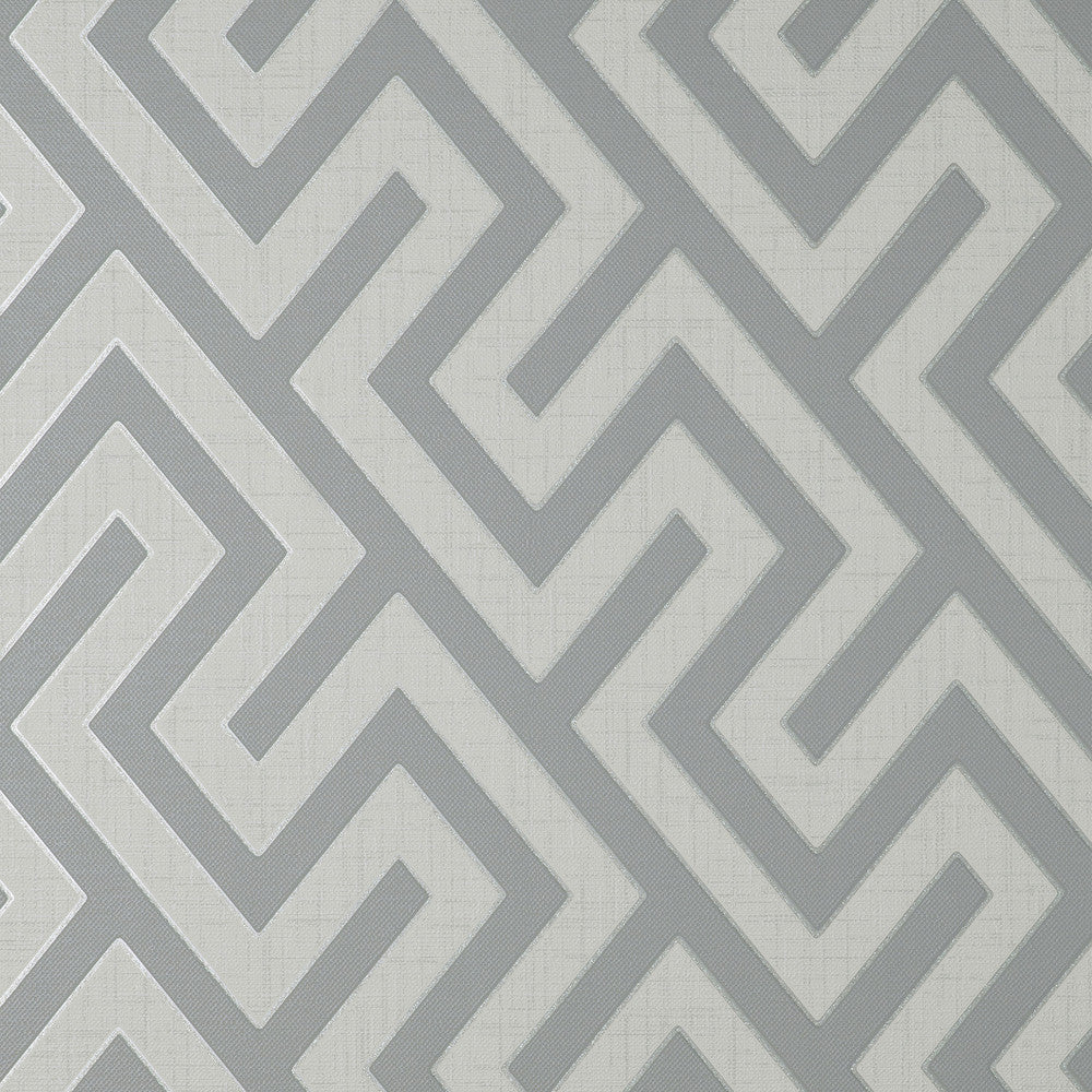Meander Light Grey Geo Wallpaper by Fine Decor Medley Covers about 56.4 square feet Great Britain Unpasted 25.2-in repeat, drop match 20.5-in by 33-ft long roll - Fabric Carolina -