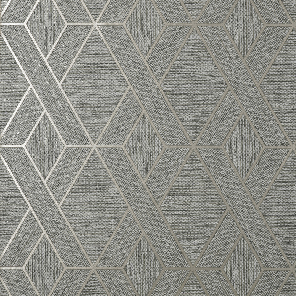 Malcolm Grey Geo Wallpaper by Fine Decor Medley Covers about 56.4 square feet Great Britain Unpasted 25.2-in repeat, straight match 20.5-in by 33-ft long roll - Fabric Carolina -