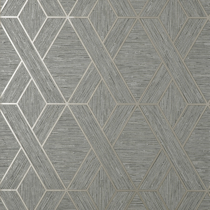 Malcolm Grey Geo Wallpaper by Fine Decor Medley Covers about 56.4 square feet Great Britain Unpasted 25.2-in repeat, straight match 20.5-in by 33-ft long roll - Fabric Carolina -