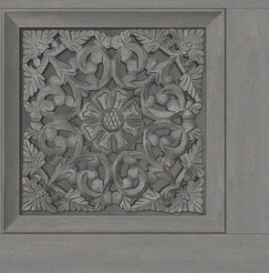 Albie Dark Grey Carved Panel Wallpaper by Fine Decor
