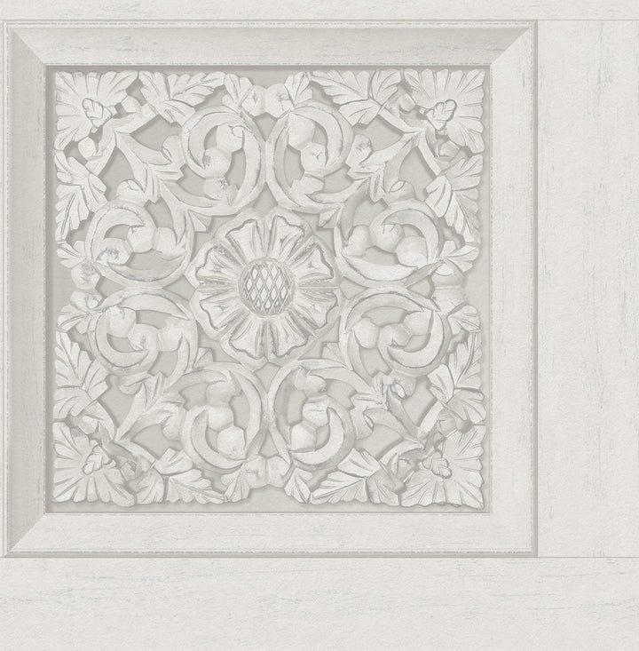 Albie Dove Carved Panel Wallpaper by Fine Decor Medley Covers about 56.4 square feet 20.5-in by 33-ft long roll Unpasted 20.9 - Fabric Carolina -