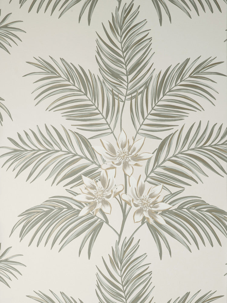 Bali Light Grey Palm Wallpaper by Fine Decor Medley Covers about 56.4 square feet 20.5-in by 33-ft long roll Unpasted 20.9 - Fabric Carolina -