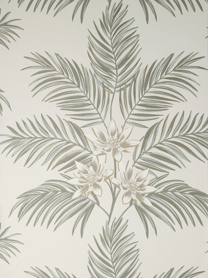 Bali Light Grey Palm Wallpaper by Fine Decor Medley Covers about 56.4 square feet 20.5-in by 33-ft long roll Unpasted 20.9 - Fabric Carolina -