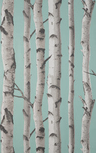 Chester Aqua Birch Trees Wallpaper by Fine Decor