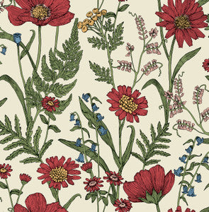 Arden Red Wild Meadow Wallpaper by Fine Decor