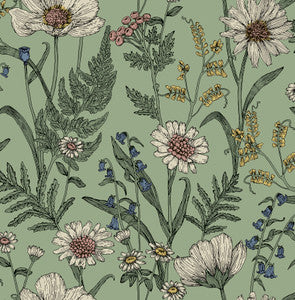 Arden Sage Wild Meadow Wallpaper by Fine Decor