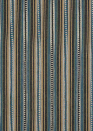 Dalton Stripe Indigo/Teal by Mulberry Fabric BOHEMIAN TRAVELS COTTON - 60%;JUTE - 40% India - Horizontal: 9.062 and Vertical: - 53.978 - Fabric Carolina -