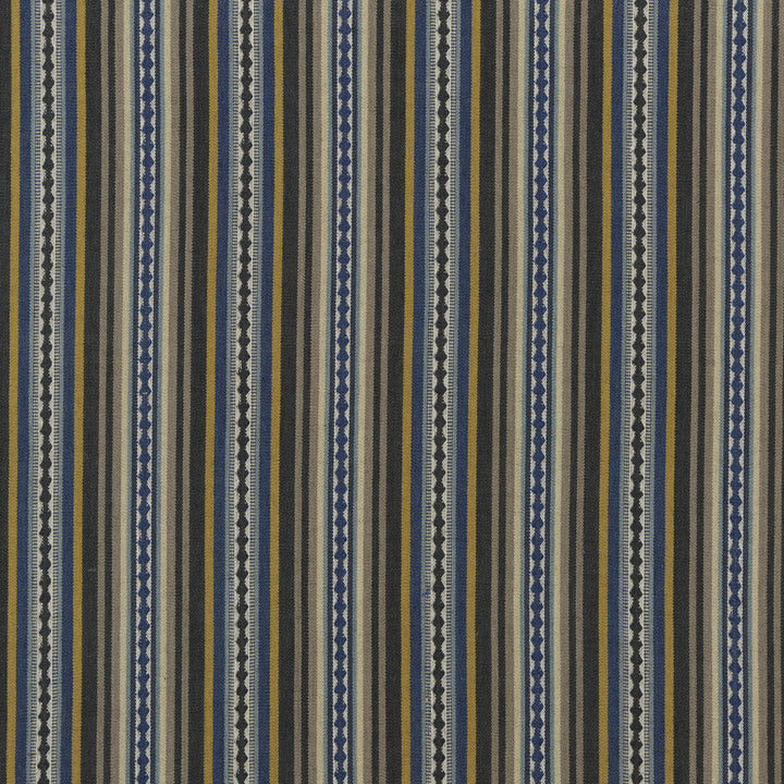 Dalton Stripe Indigo/Ochre by Mulberry Fabric FESTIVAL COTTON - 60%;JUTE - 40% India Horizontal: 9.062 and Vertical: 53.978 - Fabric Carolina -