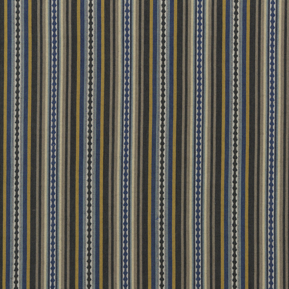 Dalton Stripe Indigo/Ochre by Mulberry Fabric FESTIVAL COTTON - 60%;JUTE - 40% India Horizontal: 9.062 and Vertical: 53.978 - Fabric Carolina -