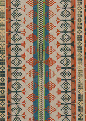 Saddle Blanket Teal by Mulberry Fabric BOHEMIAN TRAVELS LINEN - 75%;POLYESTER - 25% India - Horizontal: 24.428 and Vertical: 7.88 48.856 - Fabric Carolina -
