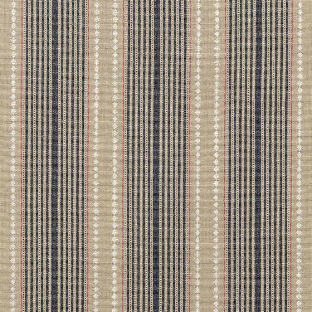 Brighton Stripe Indigo/Linen by Mulberry Designer Fabric FESTIVAL COTTON - 100% India HEAVY Horizontal: 10.638 and Vertical: 0.788 53.19 - Swanky Fabrics -