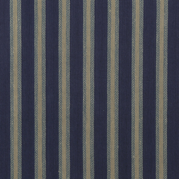 Chester Stripe Indigo by Mulberry Fabric FESTIVAL COTTON - 70%;JUTE - 30% India Horizontal: 4.728 and Vertical: 52.008 - Fabric Carolina -