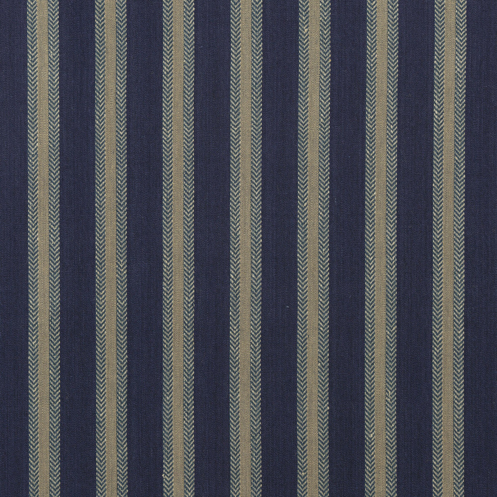 Chester Stripe Indigo by Mulberry Fabric FESTIVAL COTTON - 70%;JUTE - 30% India Horizontal: 4.728 and Vertical: 52.008 - Fabric Carolina -