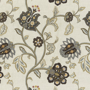Floral Fantasy Woodsmoke by Mulberry Fabric