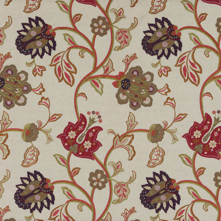 Floral Fantasy Red/Plum by Mulberry Fabric Mulberry Fabric Floral Fantasy Red/PlumFabric FESTIVAL LINEN - 70%;POLYESTER - 10%;VISCOSE - 10%;WOOL - 10% India </p><p>Repeat: H: 25.019, V: 29.944 50.038 - Fabric Carolina -