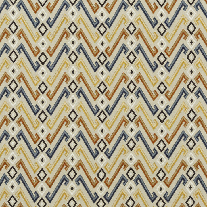 Jazz Indigo/Spice by Mulberry Designer Fabric FESTIVAL VISCOSE - 40%;LINEN - 35%;COTTON - 25% India - Horizontal: 10.244 and Vertical: 7.486 50.432 - Swanky Fabrics -
