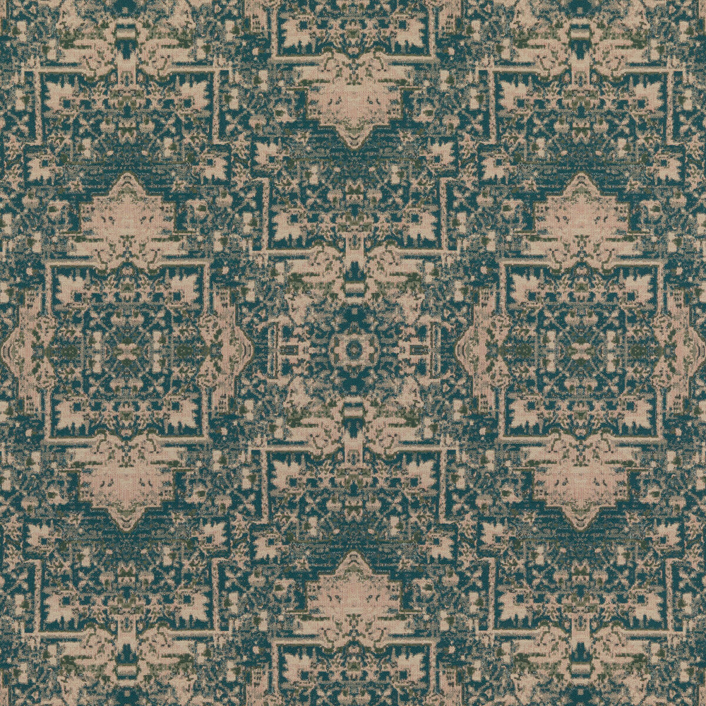 Faded Tapestry Teal by Mulberry Fabric Mulberry Fabric Faded Tapestry TealFabric MODERN COUNTRY I COTTON - 75%;ACRYLIC - 18%;NYLON - 7% Italy </p><p>Repeat: H: 27.58, V: 46.492 55.16 - Fabric Carolina -
